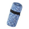 A blue and white striped zippered wrist bag designed for holding a phone or key card.