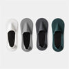 Four pairs of men's invisible boat socks in white, gray, black, and dark green shown from the top view.