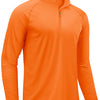 Orange men's lightweight UV protection long sleeve shirt with a quarter-zip collar