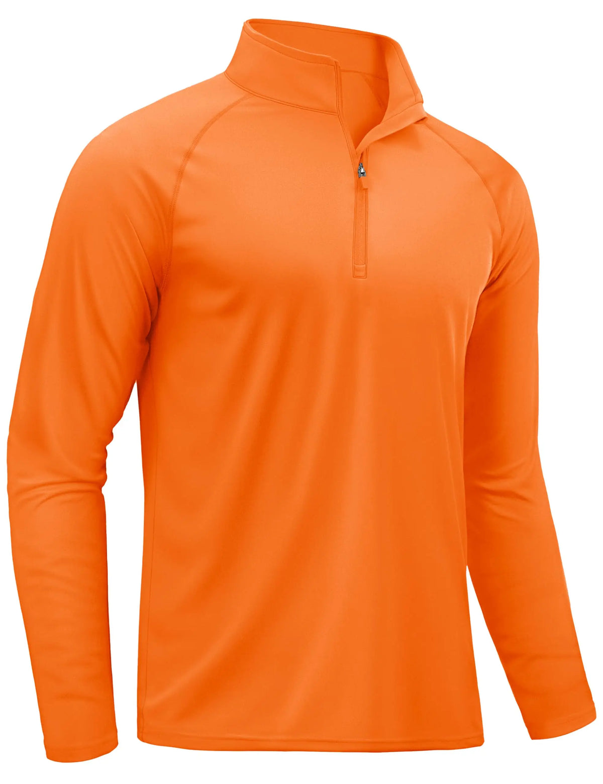 Orange men's lightweight UV protection long sleeve shirt with a quarter-zip collar