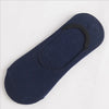 Chaussette invisible en silicone bleu marine et respirante pour hommes, vue de dessus.