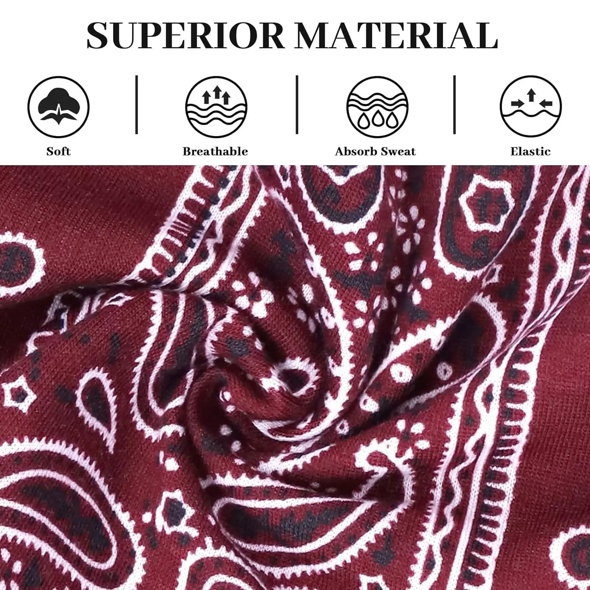Close-up of a deep maroon boho print cotton fabric showing patterns and texture.