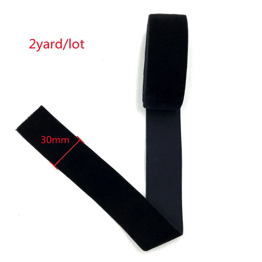 Black stretch velvet elastic headband with a 30mm width and 2 yard/lot packaging.