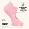Pink non-slip pilates yoga socks featuring reinforced toe parts for seam-free comfort
