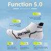 White sports socks featuring a breathable mesh structure and reinforced toe for walking.