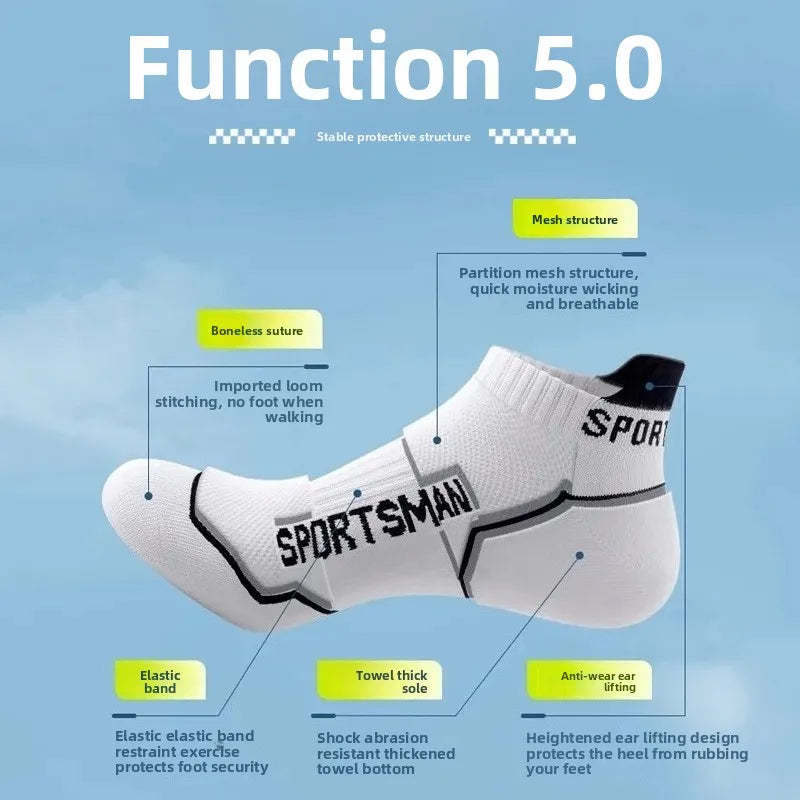 White sports socks featuring a breathable mesh structure and reinforced toe for walking.