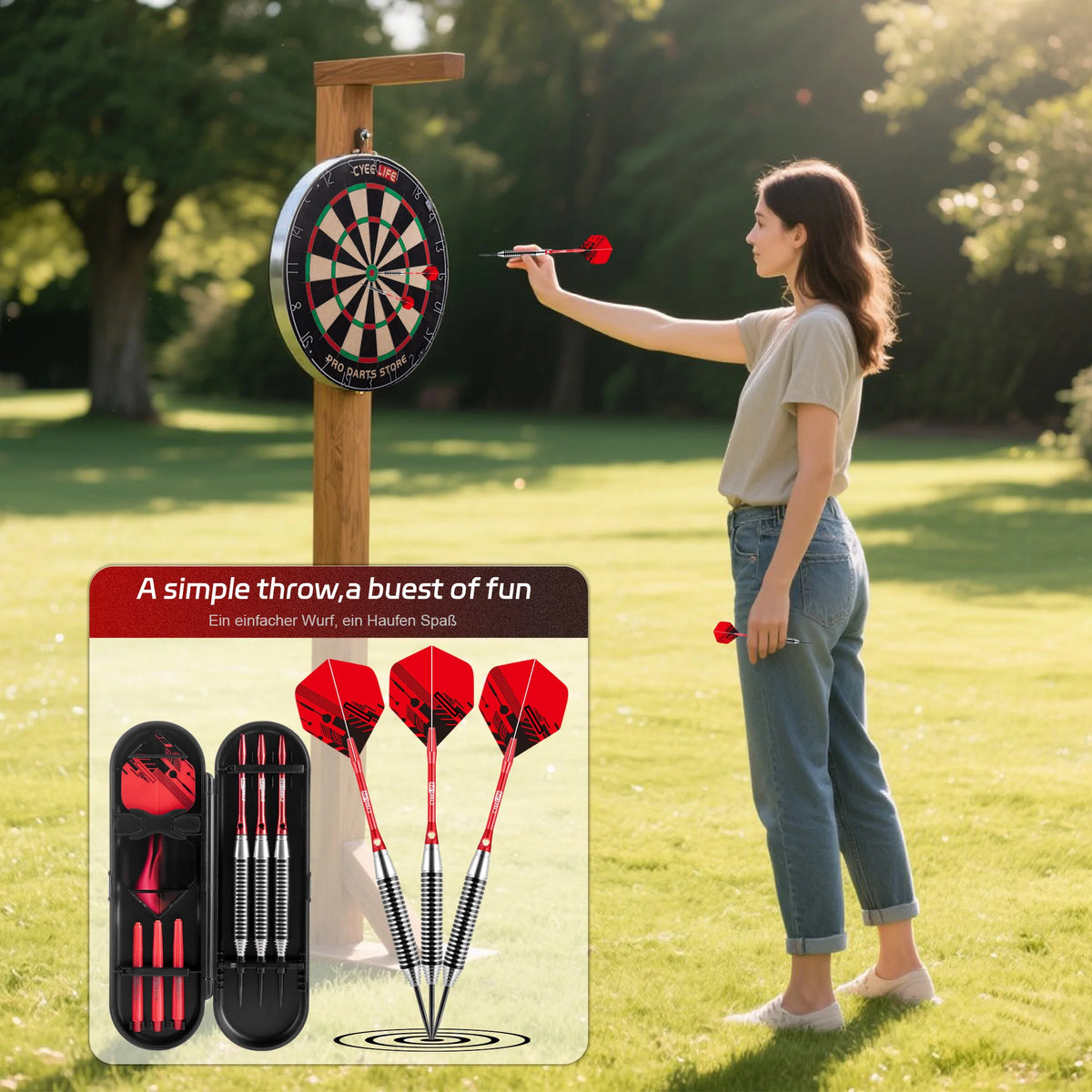 Professional Steel Tip Darts Set with Aluminum Shafts and Storage Box