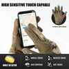 Tactical full finger combat gloves with a 3 finger touch screen and built-in layer features