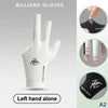 White billiard gloves shown from above, with a close-up of the left hand alone.