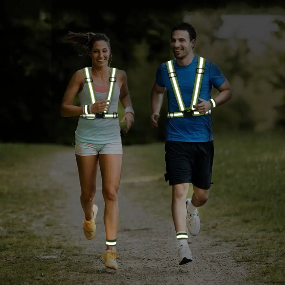 Adjustable High-Visibility Reflective Safety Vest with Wrist Straps