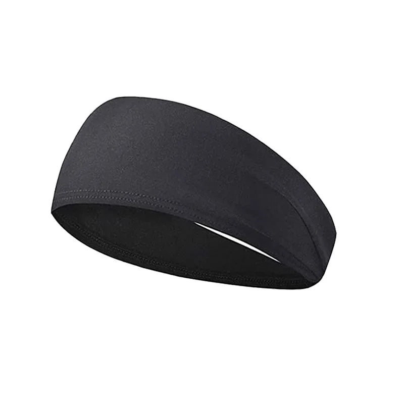 Black stretch sports headband shown from the side.