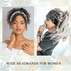 Two women modeling extra wide boho headbands for hair accessories
