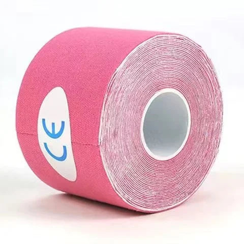 Roll of pink kinesiology tape for athletic recovery