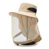 Mosquito Net Sun Hat with Wide Brim and Adjustable Chin Strap