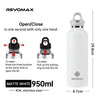 White Revomax double-wall insulated stainless steel thermos with a screw top and silicone sealing ring.