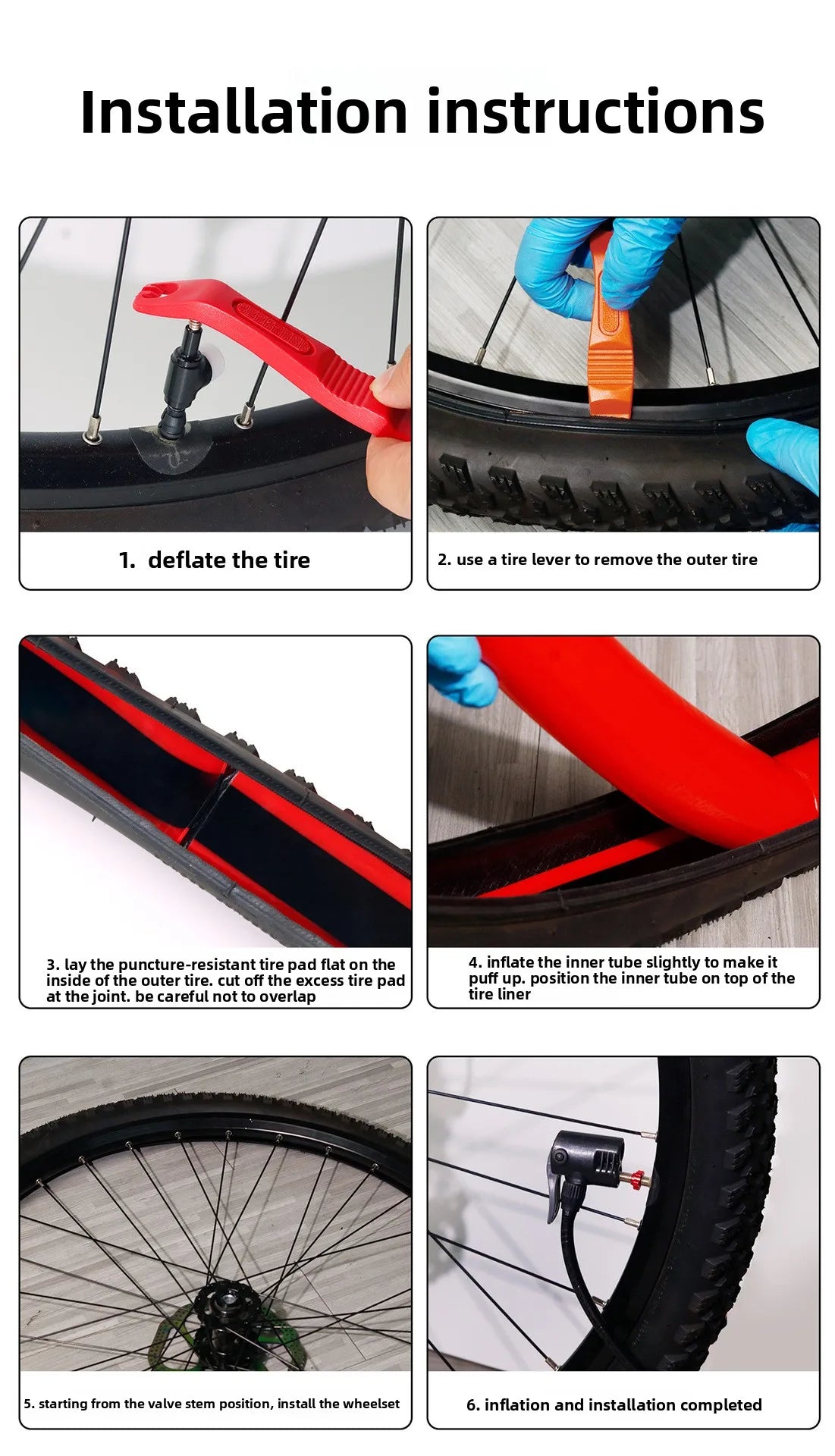 Bicycle Tire Liner Flat Protector for Multiple Wheel Sizes