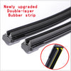 Newly upgraded double-layer bubber strip wiper blade shown in close-up view