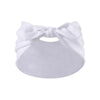 White bohemian bunny ear headband with a bow
