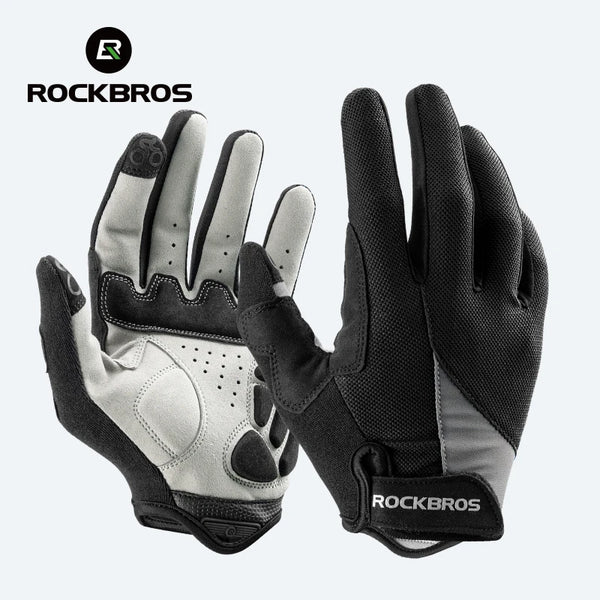 A pair of black and gray windproof cycling gloves for motorcycling and biking