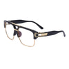 Classic retro square sunglasses with black frames and gold accents