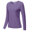 Top de yoga y running largo de manga para yoga y correr, ligero y transpirable, color morado.