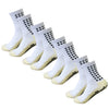 A set of white and black patterned silicone grip socks for men