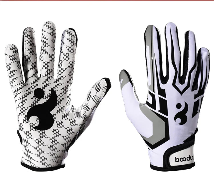 Gants de sport en silicone noir et blanc antidérapants pour l'entraînement et les frappes.