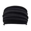 Étoffe noire pour cheveux ou bandeau avec texture côtelée.