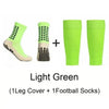 A set of light green knee covers and football socks for soccer players