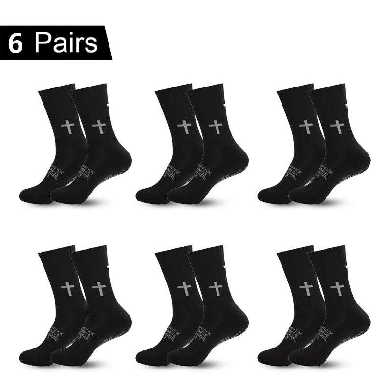 Seis pares de calcetines deportivos negros hasta la rodilla para rendimiento atlético