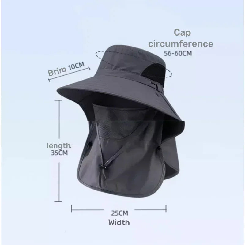 Wide Brim Bucket Hat with Neck Protection