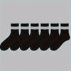 Eine Reihe von zehn schwarzen Herrenstrumpfhosen mit Streifen und atmungsaktiven Socken.