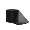 Roll of black protective foam athletic tape wrap viewed at an angle