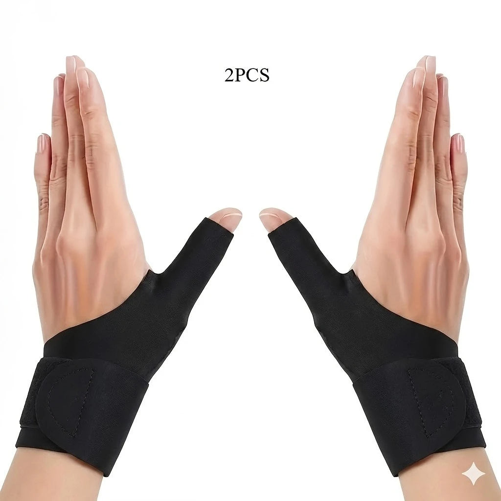 Dos pares de pulseras ergonómicas y transpirables negras mostradas en las manos