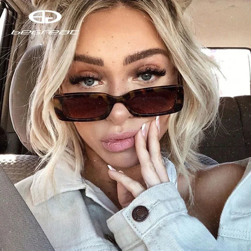 Retro Rectangle Sunglasses with UV400 Protection