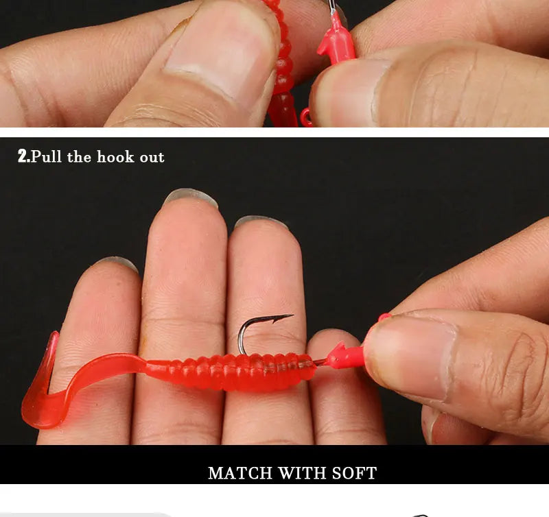 Colorful Fishing Jig Head Hooks with Soft Lure Compatibility