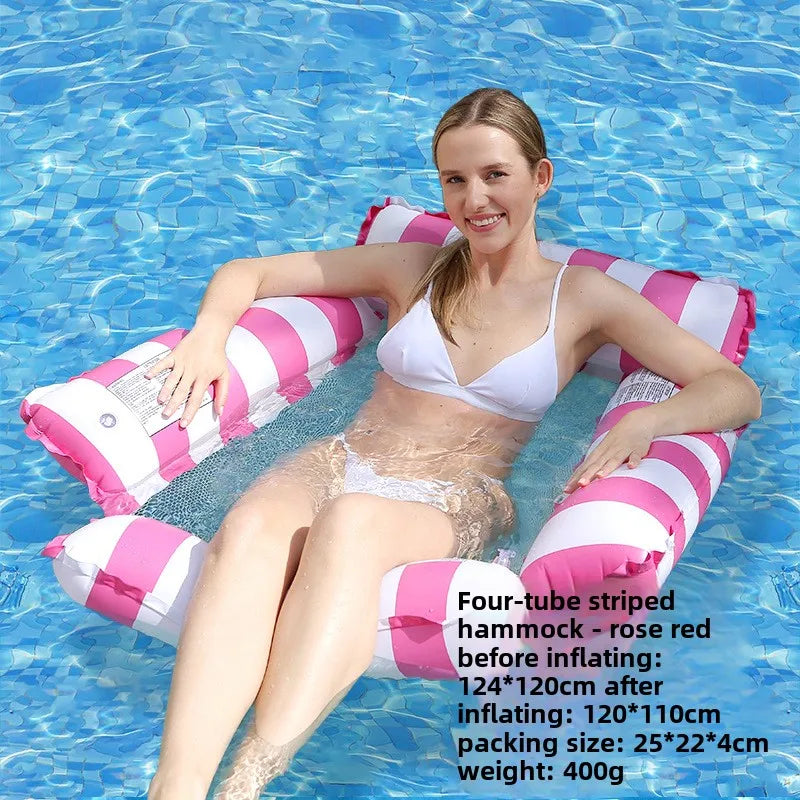 Striped Inflatable Pool Hammock for Adults