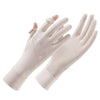 Light pink ice silk driving and cycling gloves shown against a white background.
