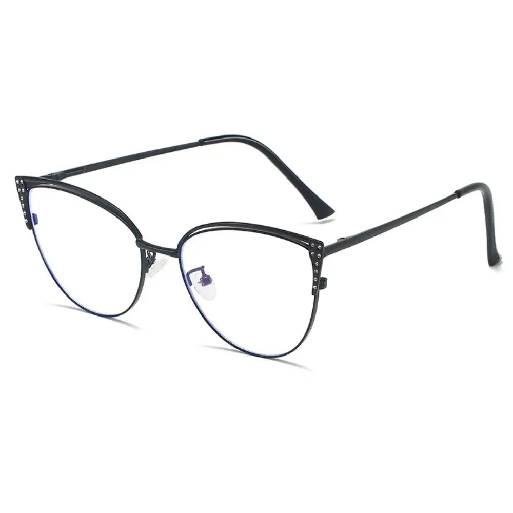 Rhinestone-Trimmed Blue Light Blocking Glasses with Clear Square Frame