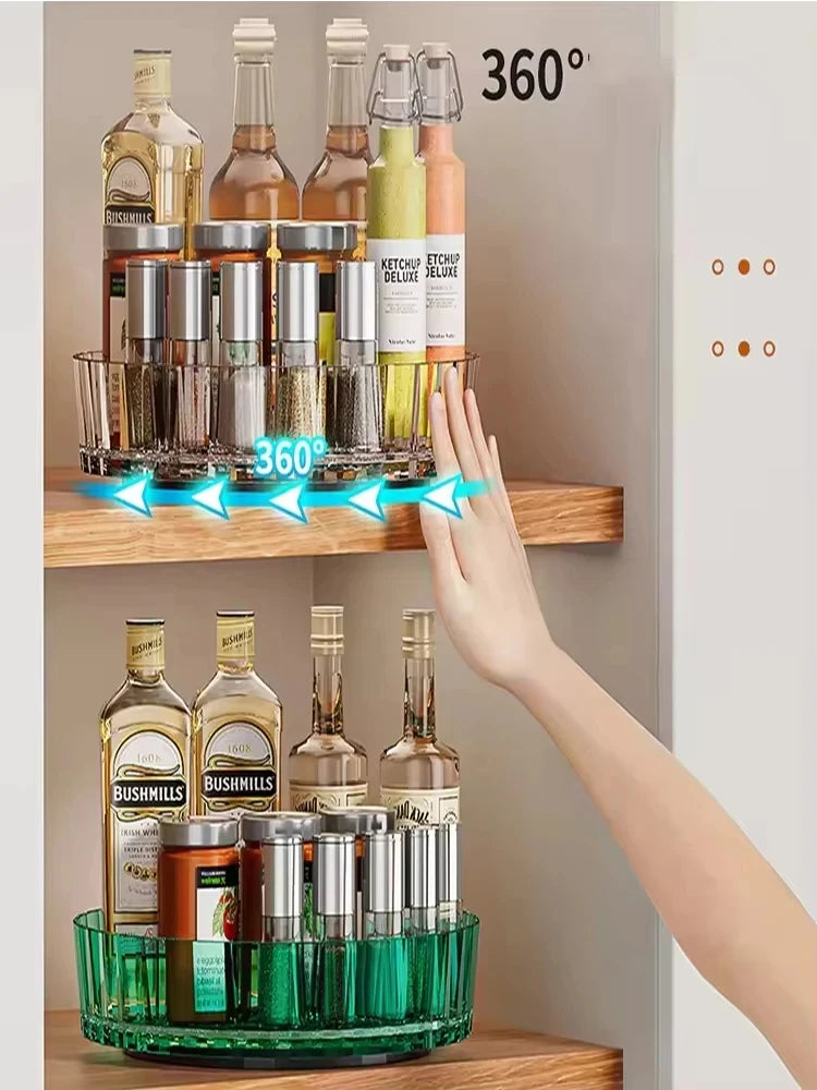 360° Rotating Acrylic Turntable Organizer for Spices, Condiments & More
