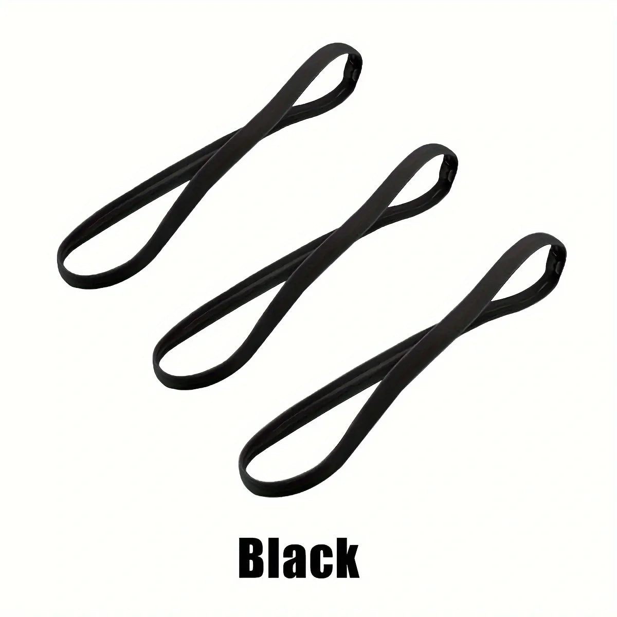 A black multifunctional sweat-absorbing sports hair tie shown in a laid-out form.