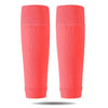 A pair of bright coral pink compression sleeves for soccer and sports.