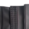 Black double compression waist trainer corset body shaper with visible zipper and stitching.