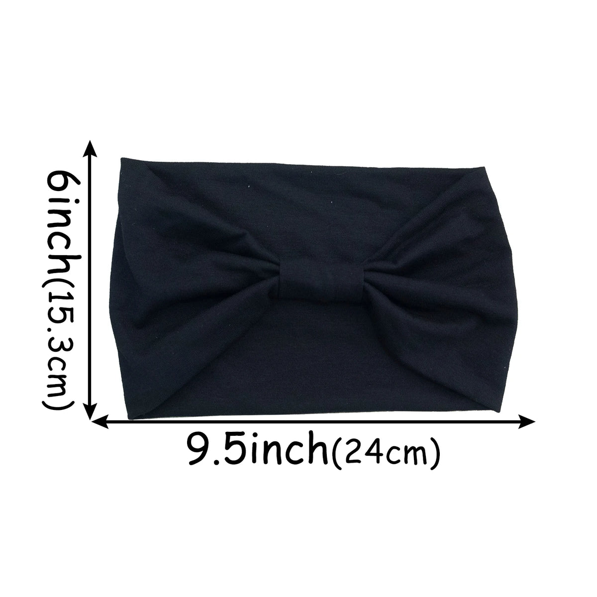 Schwarzes weiches elastisches breites Stirnband, 6x9,5 Zoll.