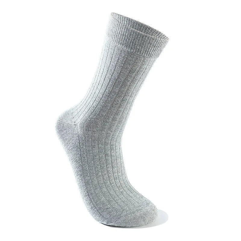 A close-up view of a gray men's mid-tube sweat absorption sock.