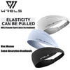 A collection of WRELS elastic sports quick-dry headbands in white, black, and gray.