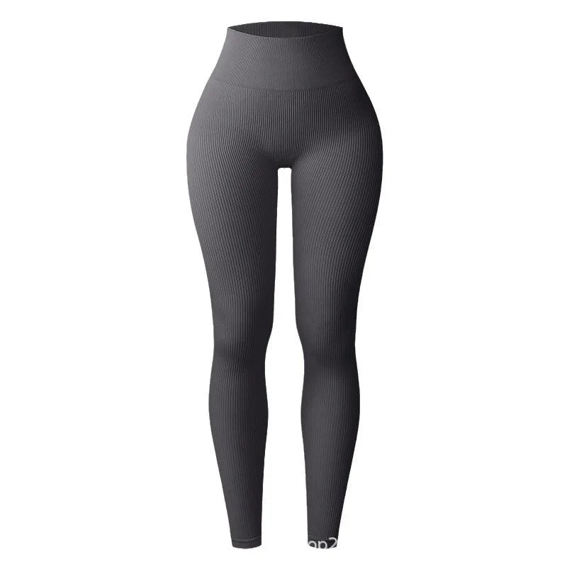 Legging de yoga en tricot uni gris foncé pour la fitness.