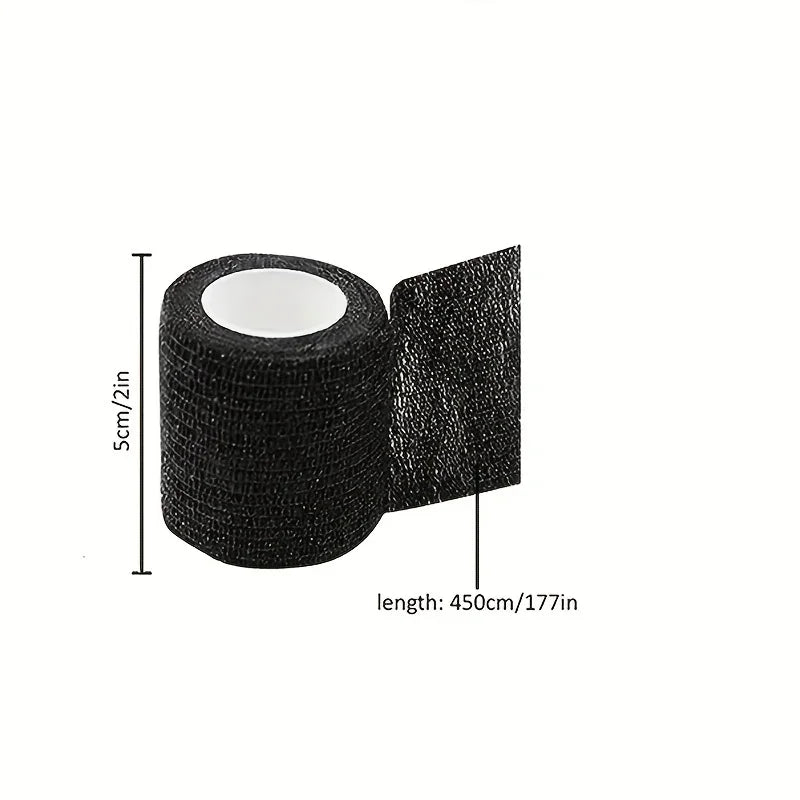 Roll of black tattoo grip bandage tape with a 5cm width and a length of 450cm or 177in