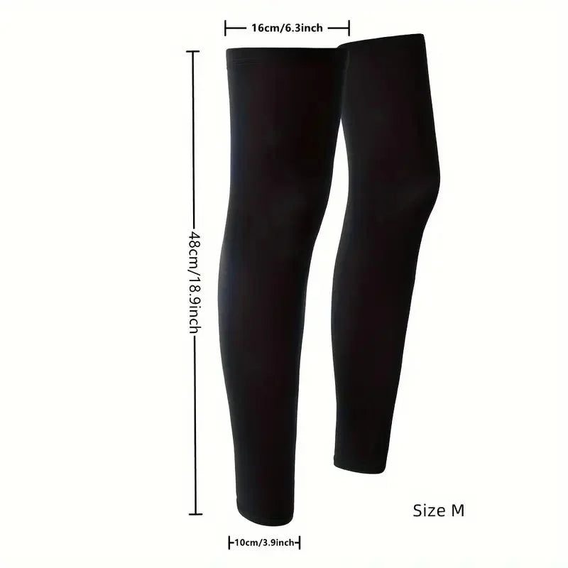 Black compression leg sleeves for UV protection, shown vertically.