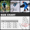 Size chart showing palm width and handometer measurements for M, L, and XL sizes of performance outdoor sports gloves